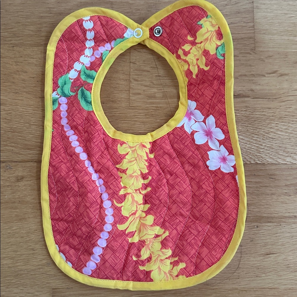 Hawaiian Colorful Floral Quilted Baby Bib